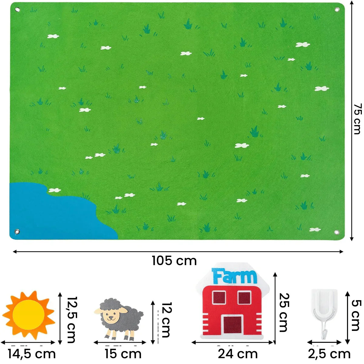 Large Interactive Felt Board for Kids with Animal and Space Themes