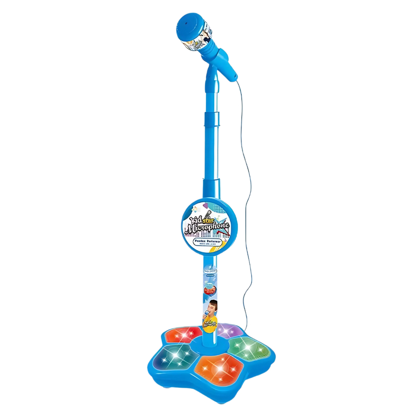Kids Karaoke Microphone with Adjustable Stand and Lights for Singing Play