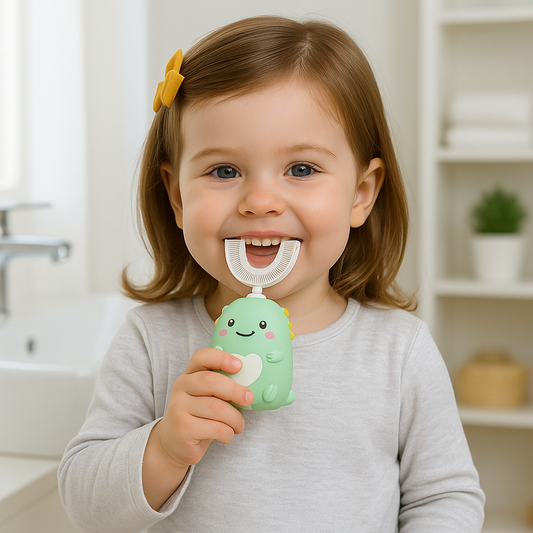 Kids U-Shaped Ultrasonic Toothbrush with Soft Silicone Bristles and 360° Cleaning