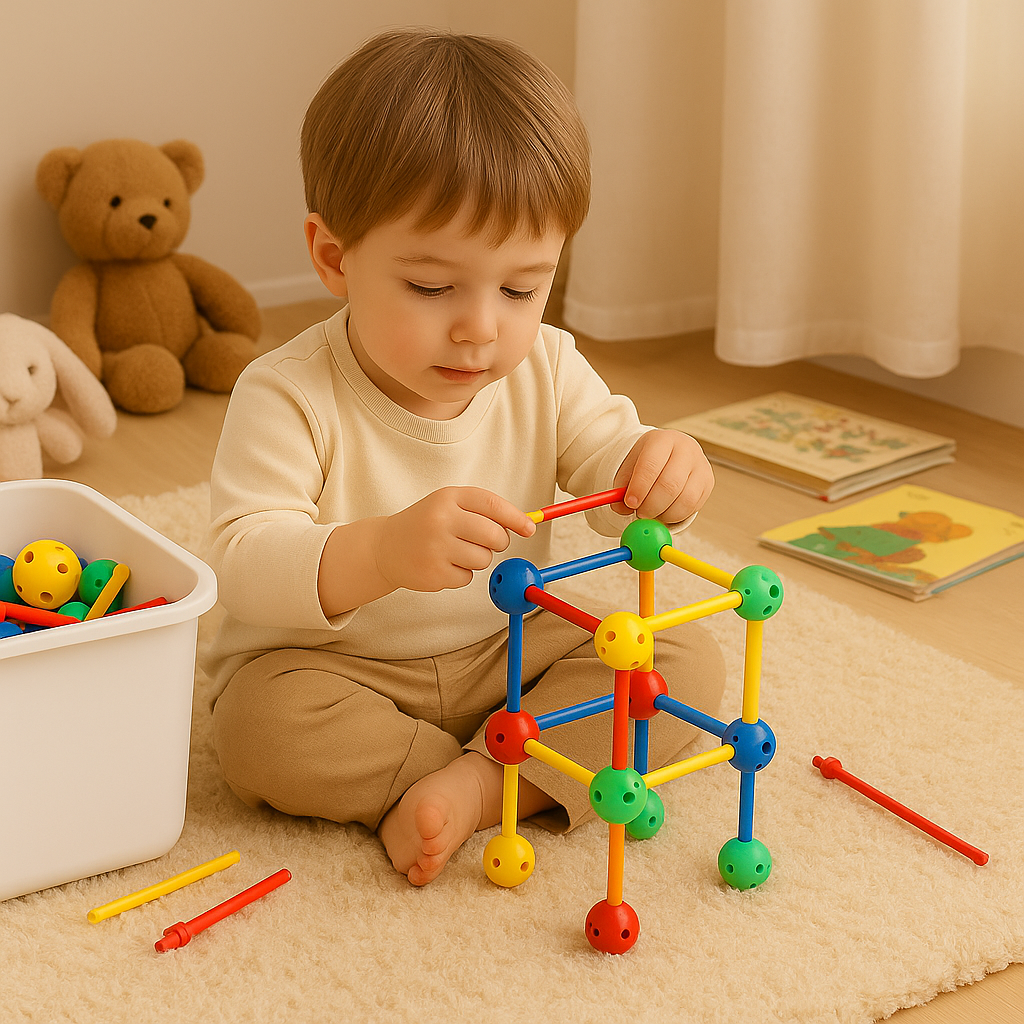 3D Building Fort Construction Set for Kids with Connect Rods and Balls