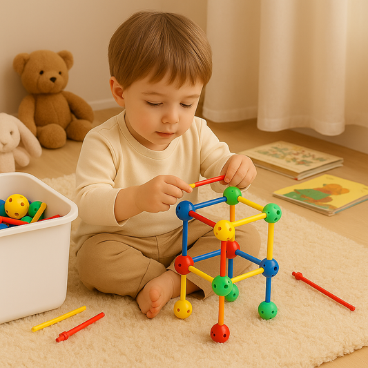 3D Building Fort Construction Set for Kids with Connect Rods and Balls