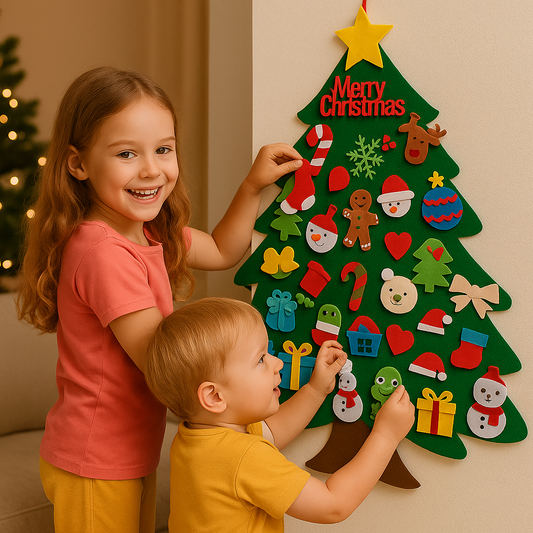 Felt Christmas Tree for Kids with 32 Ornaments and LED light