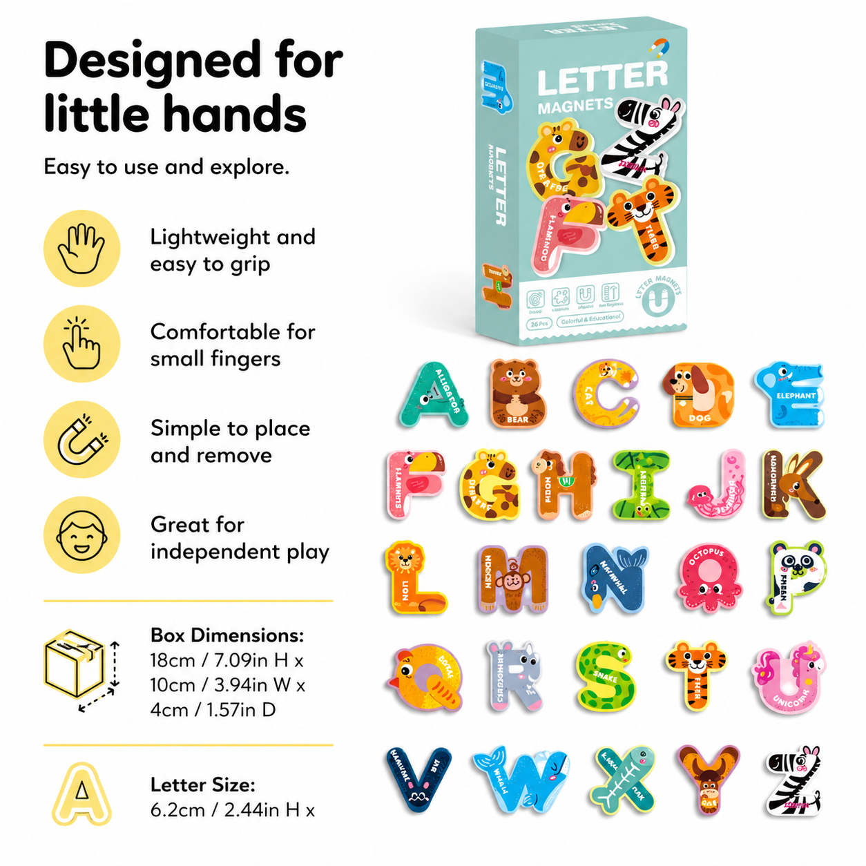 Animal ABC Magnet Set for Kids – Educational Letter Matching & Word Learning Toy