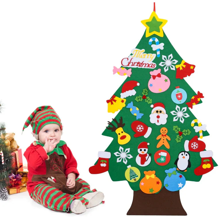 Montessori Felt Christmas Tree with String Lights – Kid-Friendly & Reusable