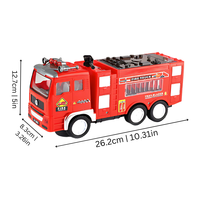 4D Fire Truck Toy with Lights and Sounds Automatic Direction Change Vehicle for Kids