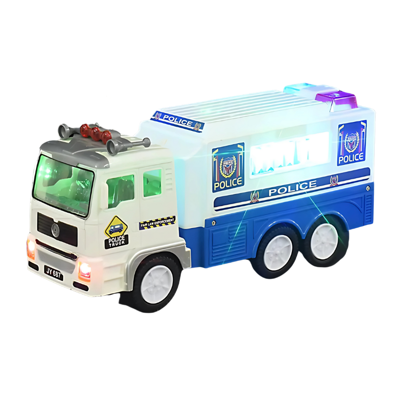 4D Fire Truck Toy with Lights and Sounds Automatic Direction Change Vehicle for Kids
