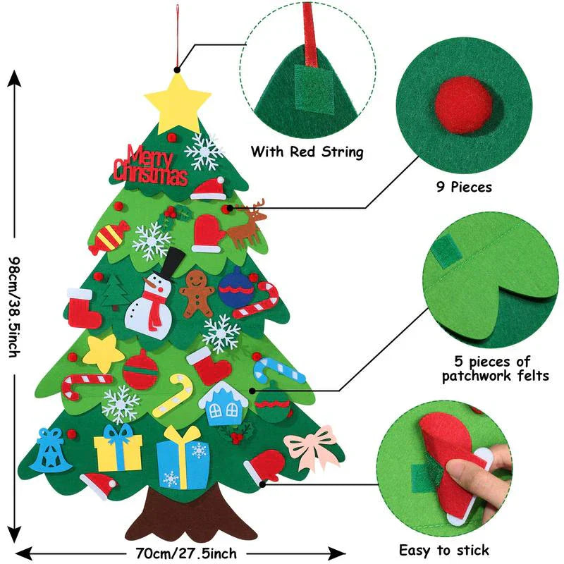 Felt Christmas Tree for Kids with 32 Ornaments and LED light