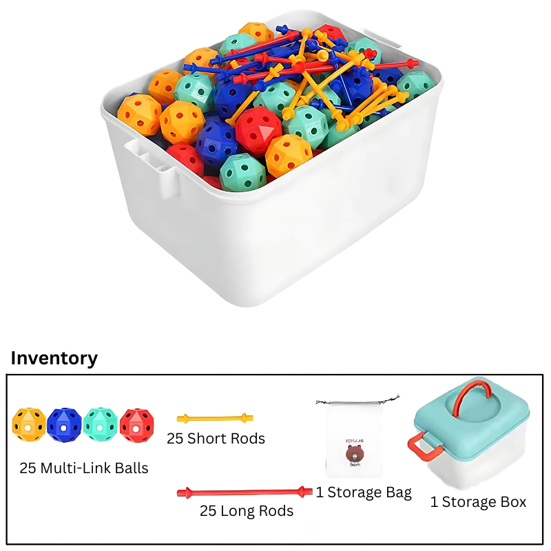 3D Building Fort Construction Set for Kids with Connect Rods and Balls