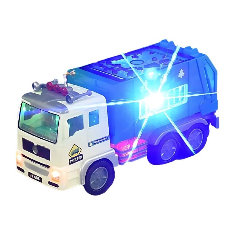 4D Fire Truck Toy with Lights and Sounds Automatic Direction Change Vehicle for Kids