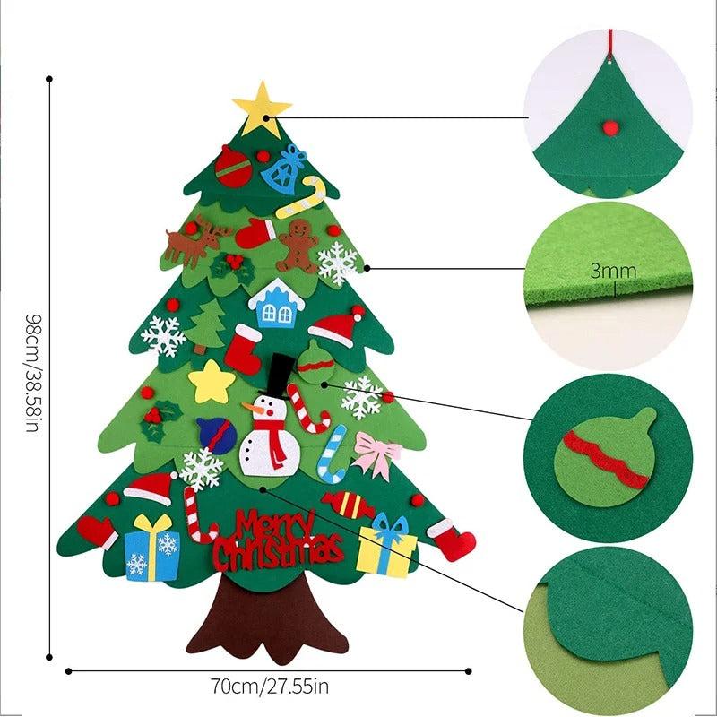 Montessori Felt Christmas Tree with String Lights – Kid-Friendly & Reusable