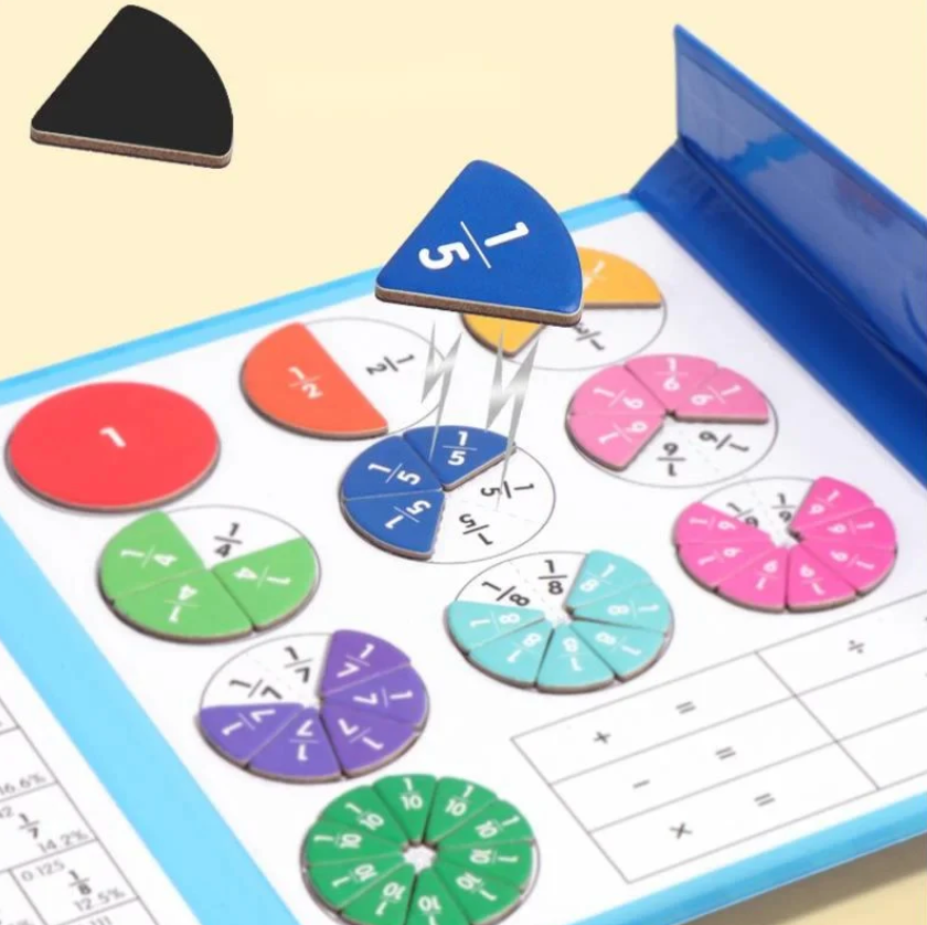 FractionFun Magnetic Maths Learning Board – Hands-On Fraction, Percentage & Decimal Learning Set for Kids 5+