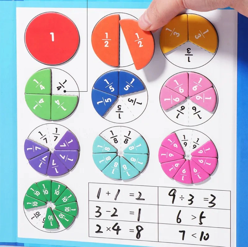 FractionFun Magnetic Maths Learning Board – Hands-On Fraction, Percentage & Decimal Learning Set for Kids 5+
