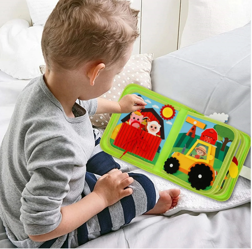 Montessori Farm Busy Book for Toddlers – Interactive Soft Learning Book with Farm Animals