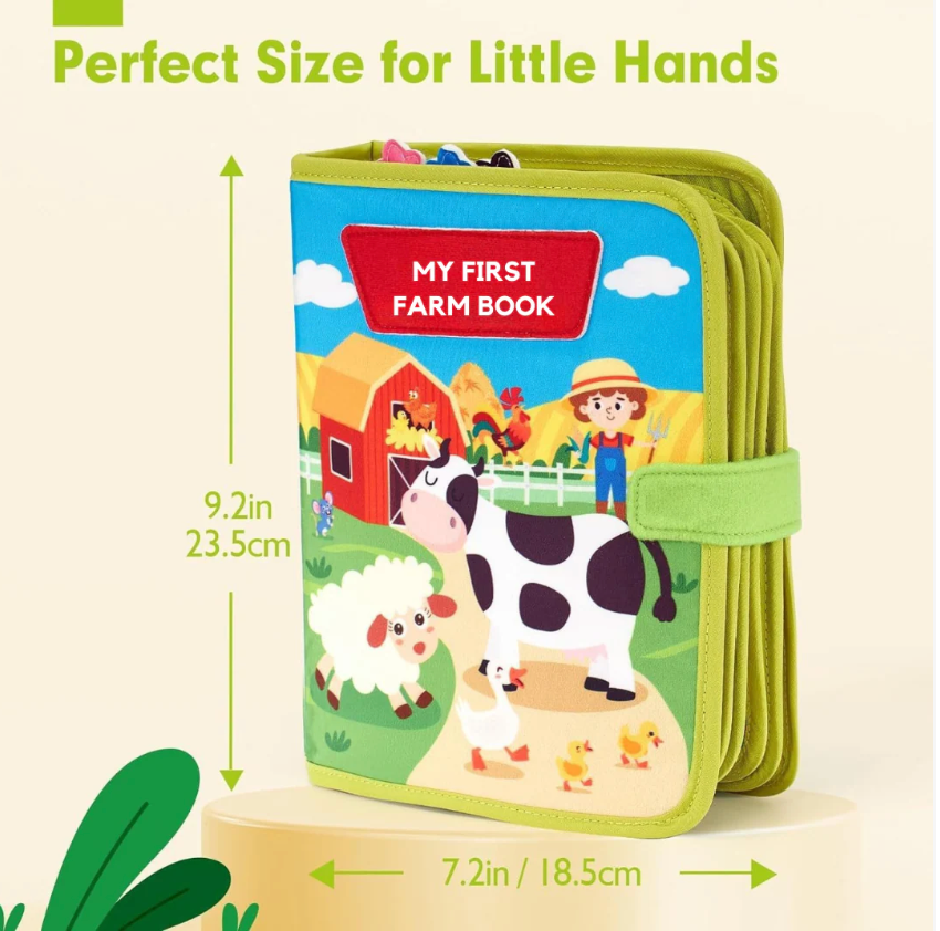 Montessori Farm Busy Book for Toddlers – Interactive Soft Learning Book with Farm Animals