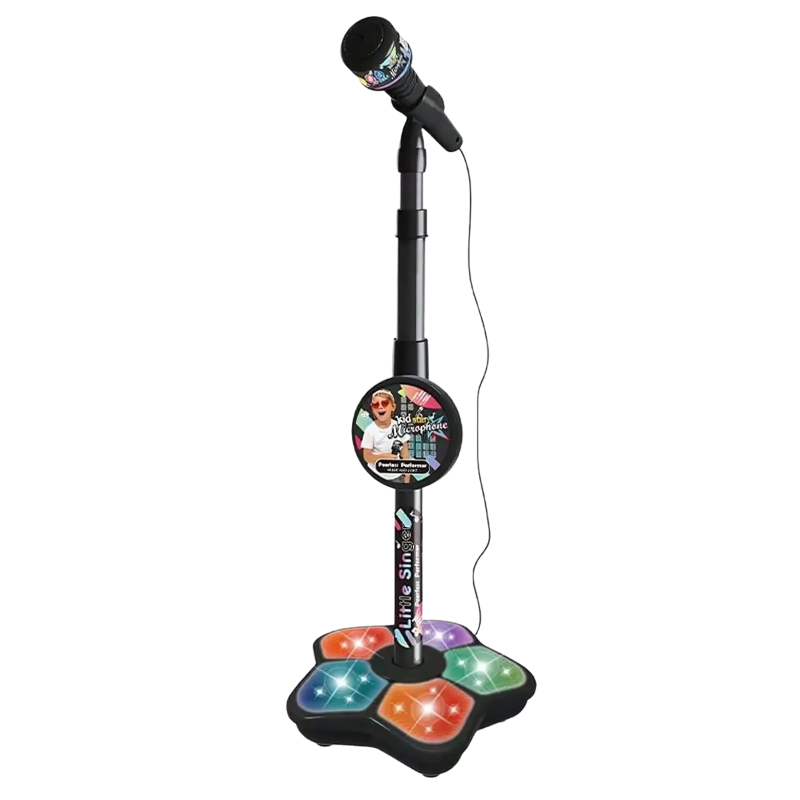 Kids Karaoke Microphone with Adjustable Stand and Lights for Singing Play