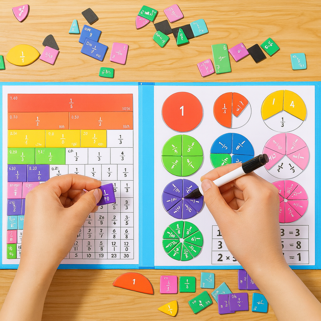 FractionFun Magnetic Maths Learning Board – Hands-On Fraction, Percentage & Decimal Learning Set for Kids 5+