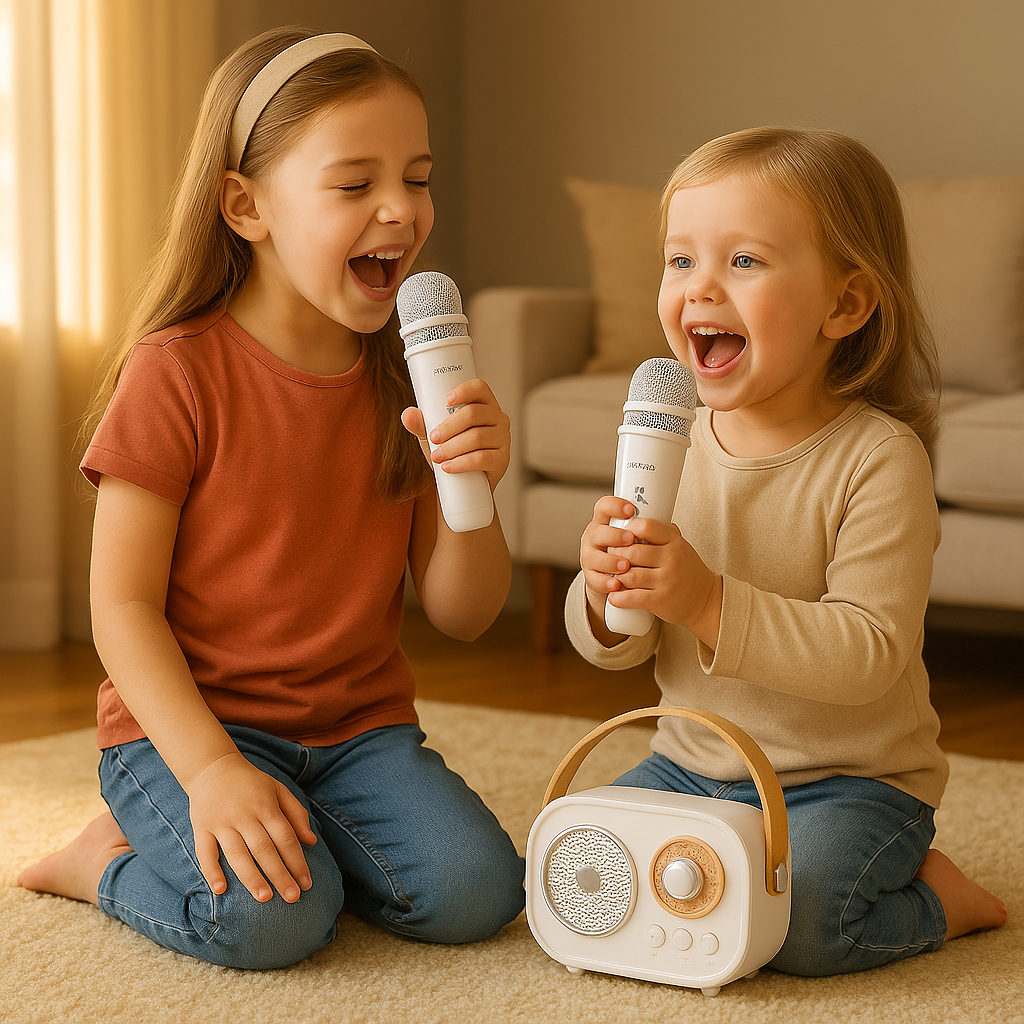 Portable Karaoke Machine for Kids and Families with Dual Microphones and Bluetooth
