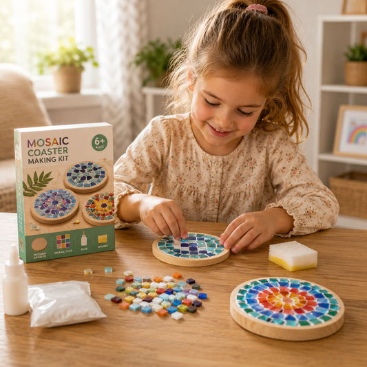 Creative Mosaic Coaster Set for Kids & Parents – DIY Craft Activity Kit