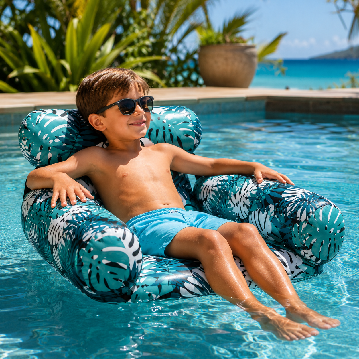 Floating Water Lounge Chair – Inflatable Pool Float with Mesh Seat