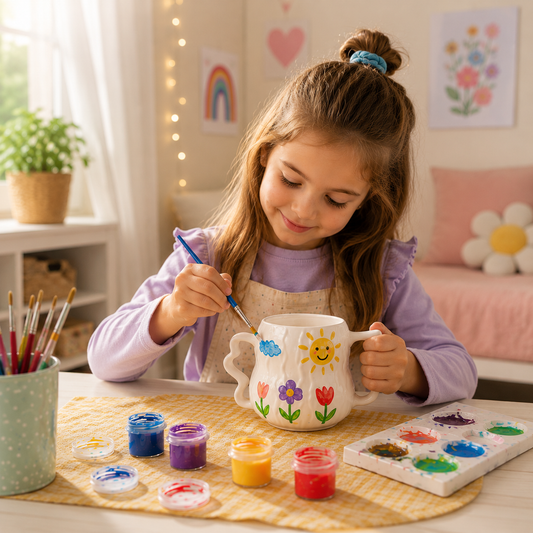 Kids Ceramic Mug Art Set – Creative Paint-Your-Own Cup Craft Kit