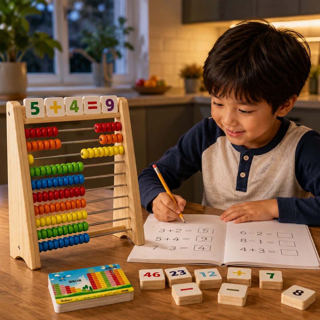 Wooden Number Learning Abacus – Montessori Counting Toy for Kids
