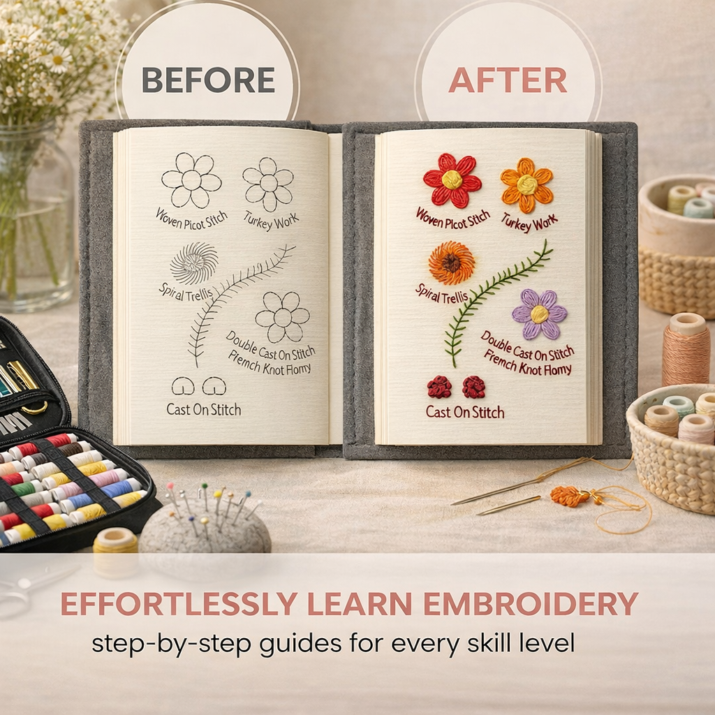 Beginner Embroidery Practice Book – Creative Stitching Kit for Relaxing Craft Time