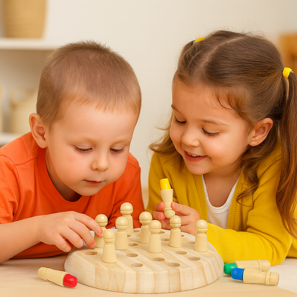 Educational Wooden Memory Chess Game – Montessori-Inspired