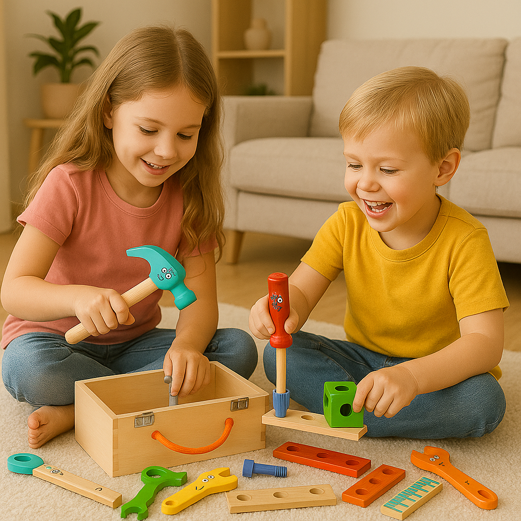 Montessori Wooden Toolbox for Kids 35 Piece Educational Creative Tool Set