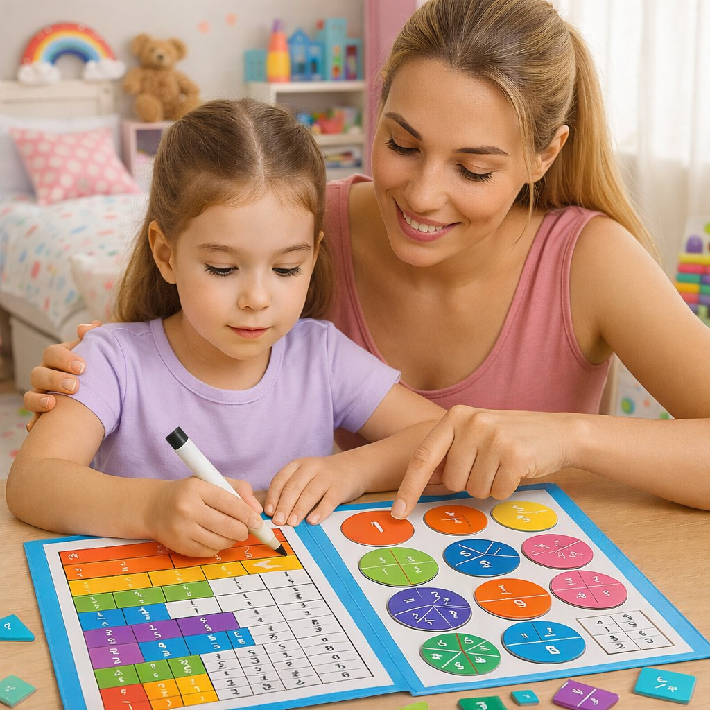FractionFun Magnetic Maths Learning Board – Hands-On Fraction, Percentage & Decimal Learning Set for Kids 5+