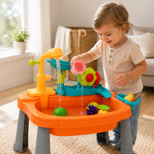 Interactive Water Play Sink for Kids – Pretend Play Washing Station with Running Water