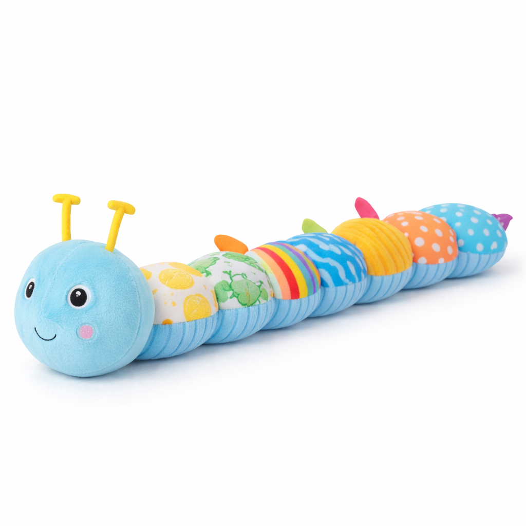 Sensory Musical Caterpillar Toy for Babies – Soft Plush Rattle & Texture Toy