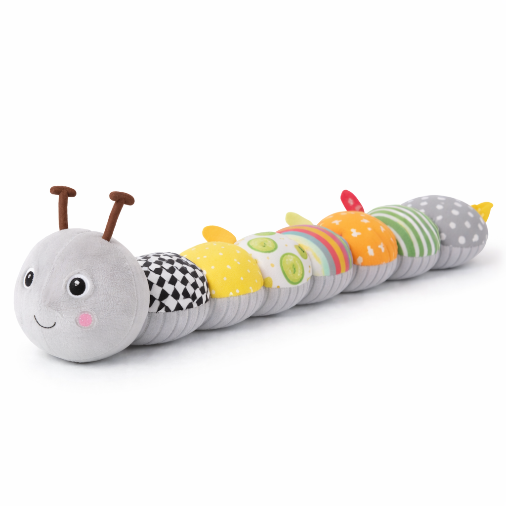 Sensory Musical Caterpillar Toy for Babies – Soft Plush Rattle & Texture Toy