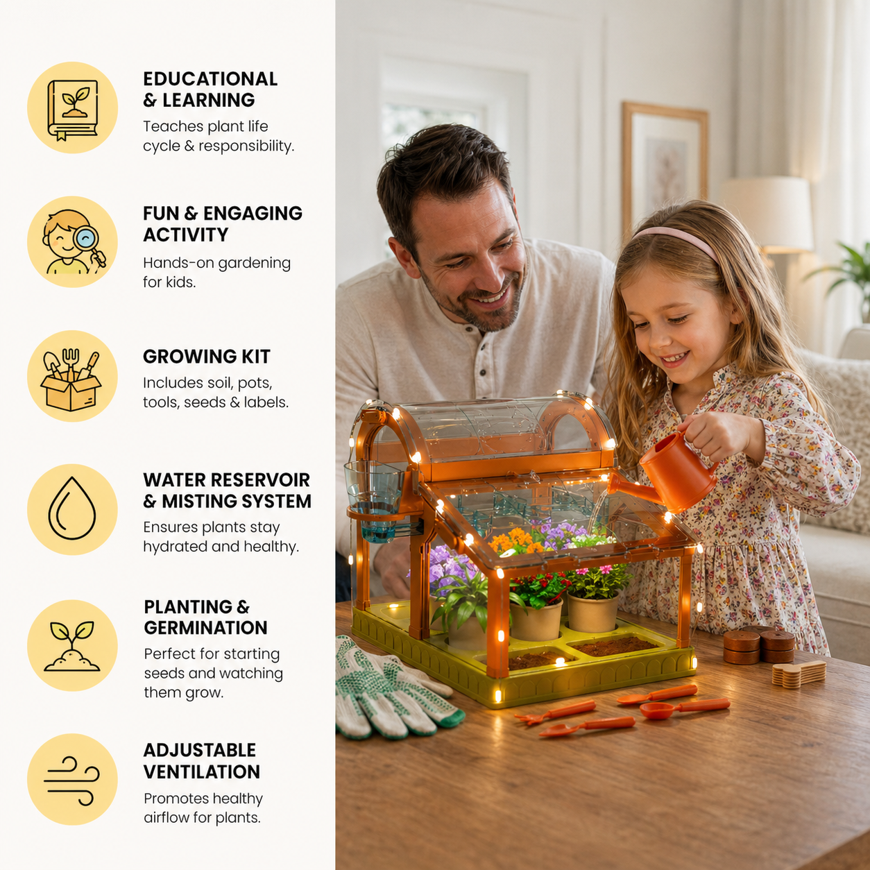 Kids Indoor Plant Growing Station – Educational Mini Greenhouse Kit