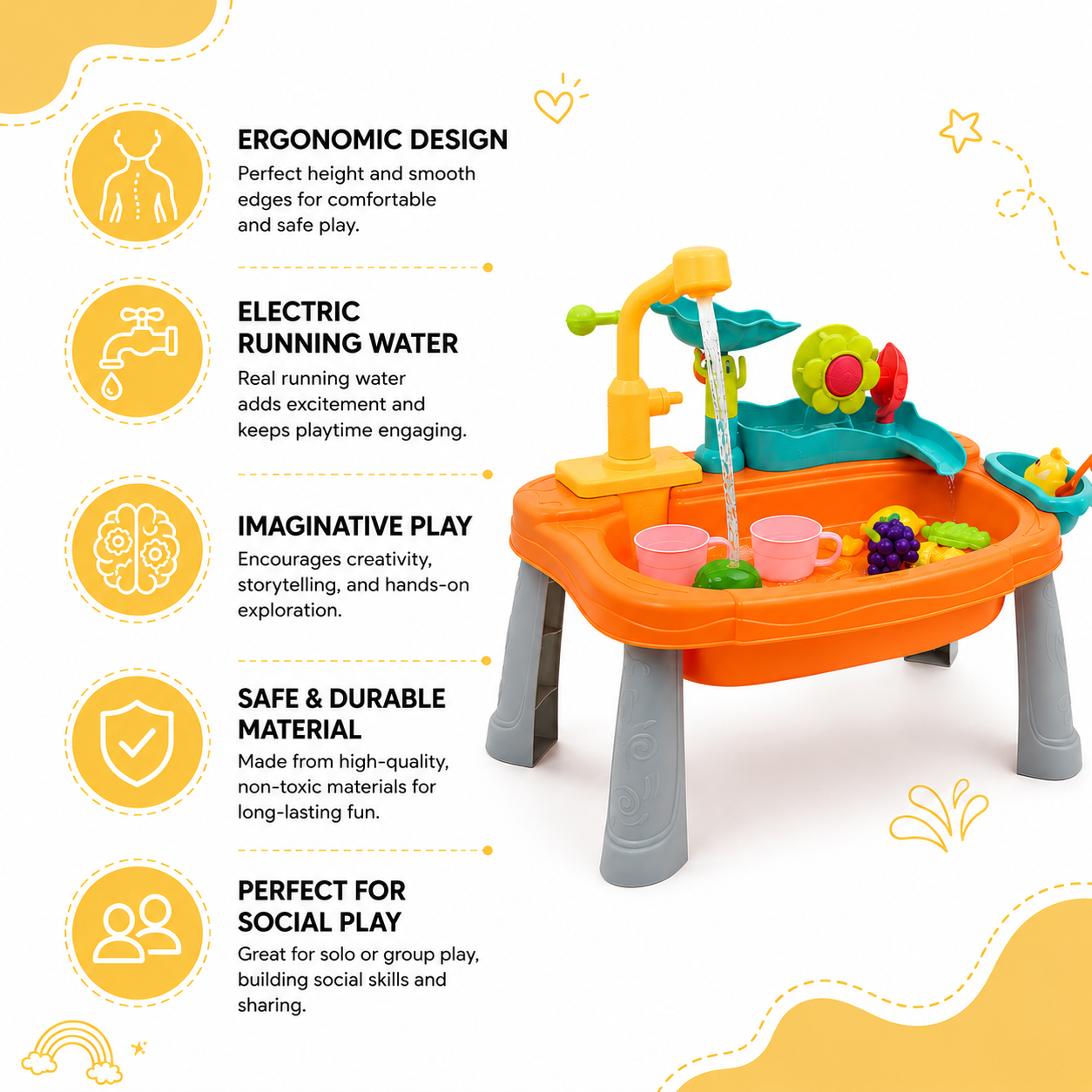 Interactive Water Play Sink for Kids – Pretend Play Washing Station with Running Water
