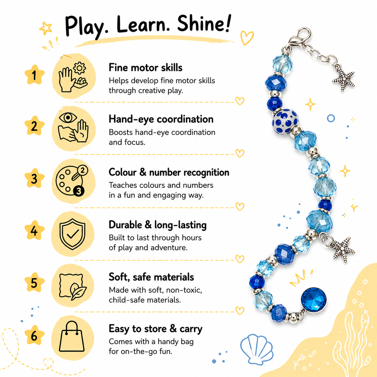 Charm Bead Craft Kit for Kids & Teens – Create Your Own Jewelry Set