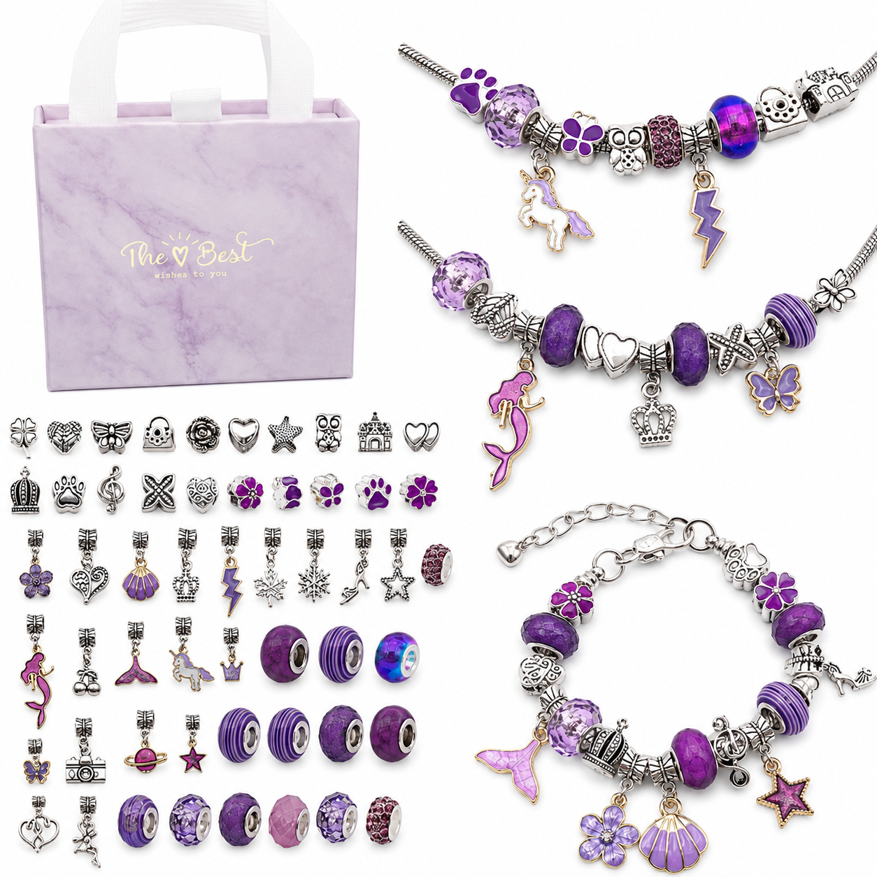 Charm Bead Craft Kit for Kids & Teens – Create Your Own Jewelry Set