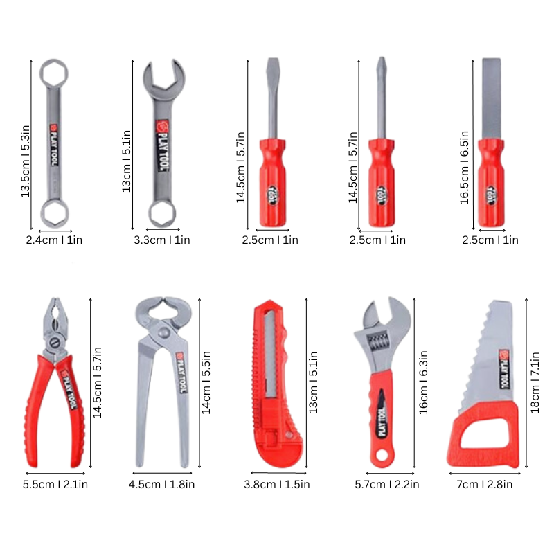 Kids Construction Tool Set with Realistic Building Play Tools