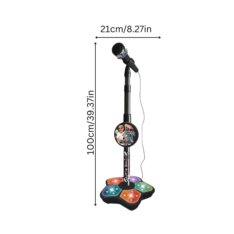 Kids Karaoke Microphone with Adjustable Stand and Lights for Singing Play