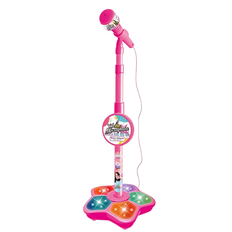 Kids Karaoke Microphone with Adjustable Stand and Lights for Singing Play