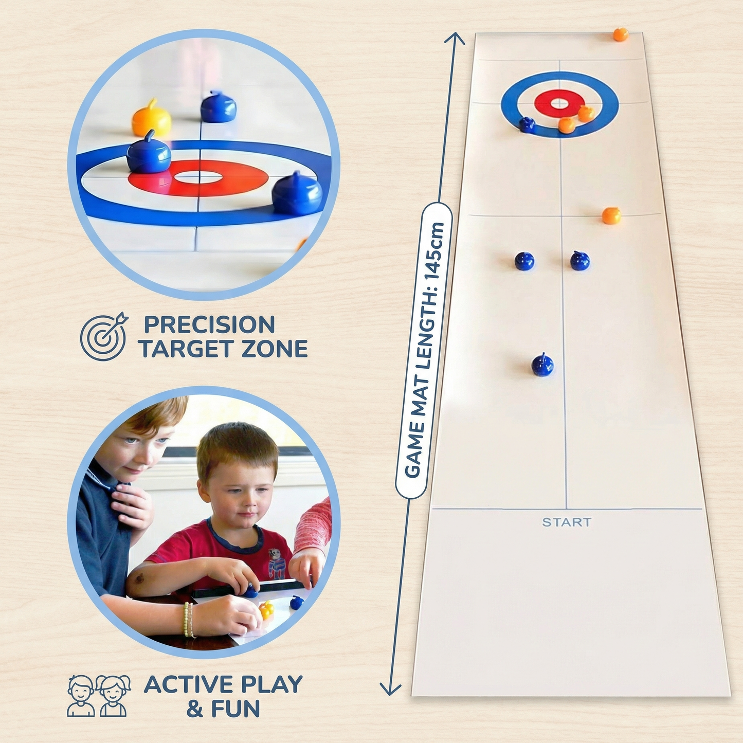 Indoor Curling Board Game for Families – Portable Tabletop Sliding Game Set
