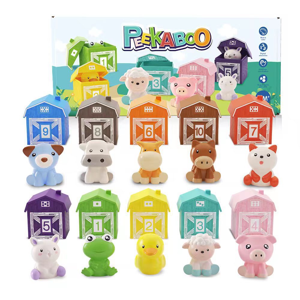 Montessori Farm Animal Toy Set Educational Sorting and Matching Play Figures for Toddlers